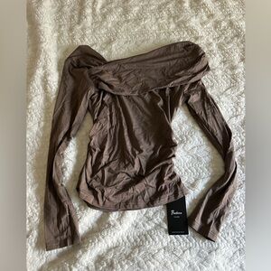 Womens One Off Shoulder Top Ruched Long Sleeve Shirts Y2K Slim Fit Going Out